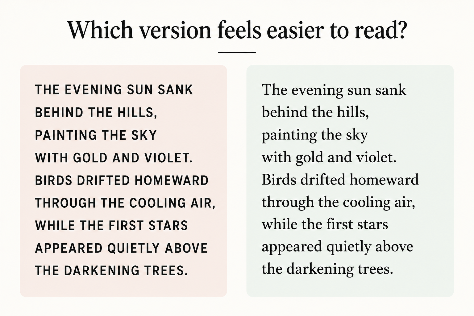 Text all-caps vs normal text